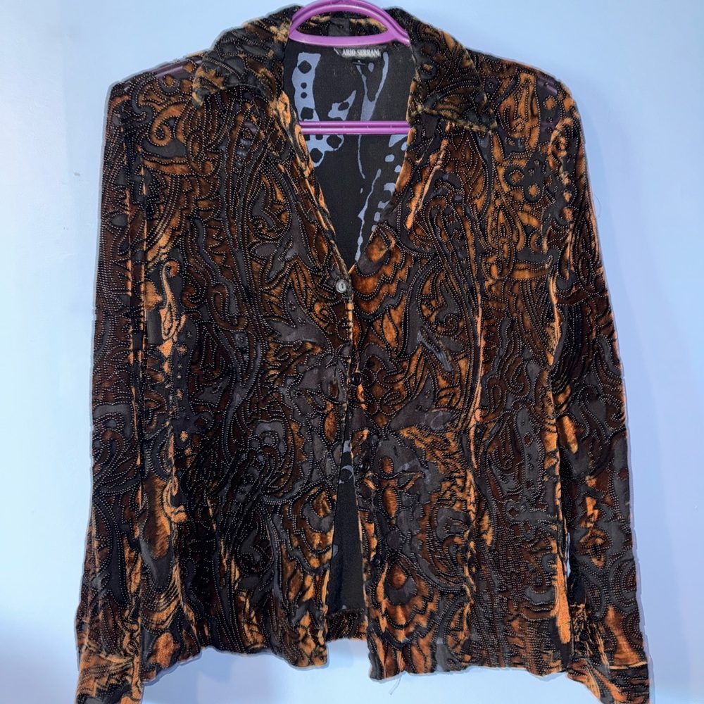 Mario Serrani Black and Brown Button Down Shirt